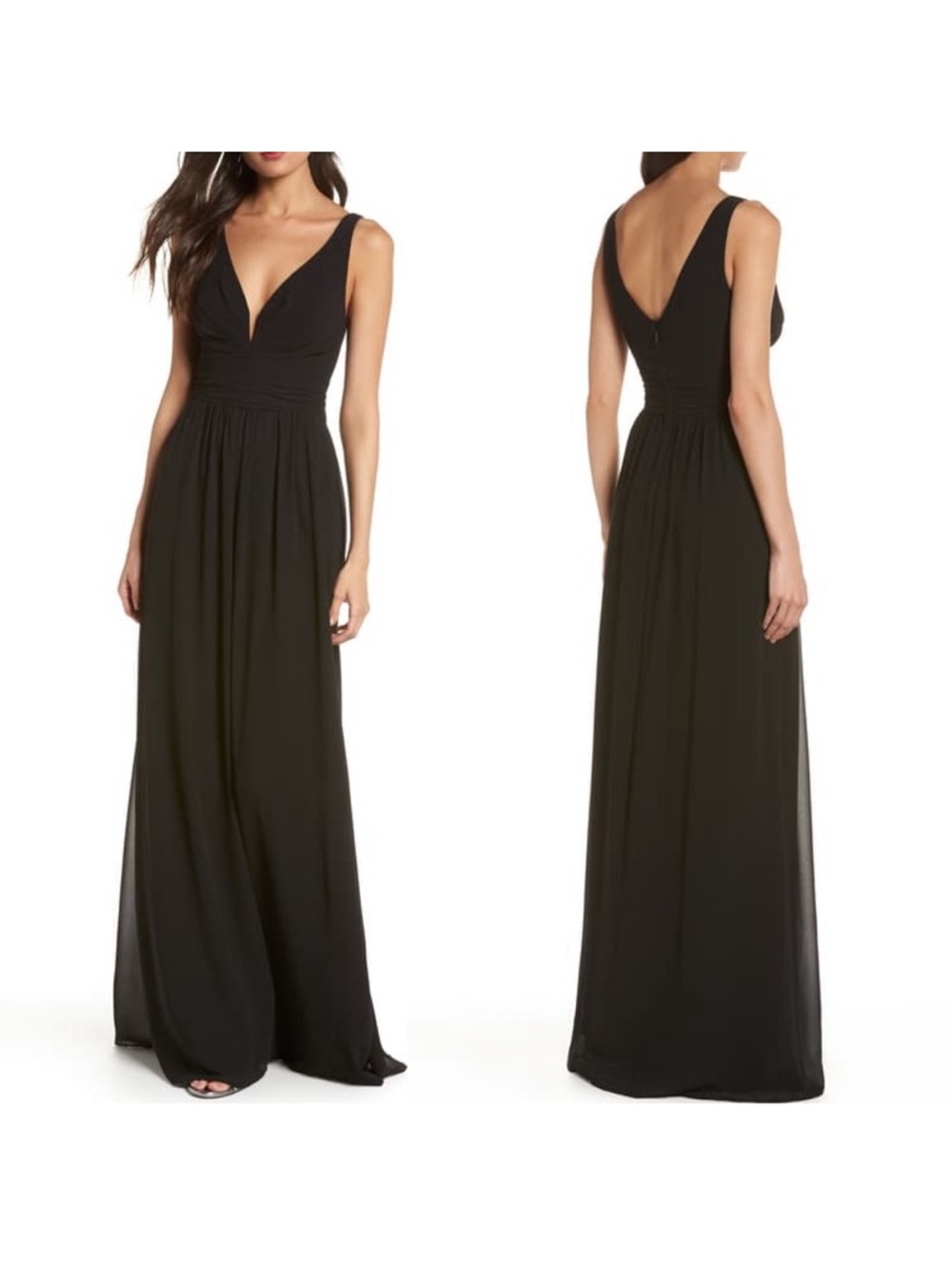 Lulu's Black V-Neck Sleeveless Maxi Gown. NWT